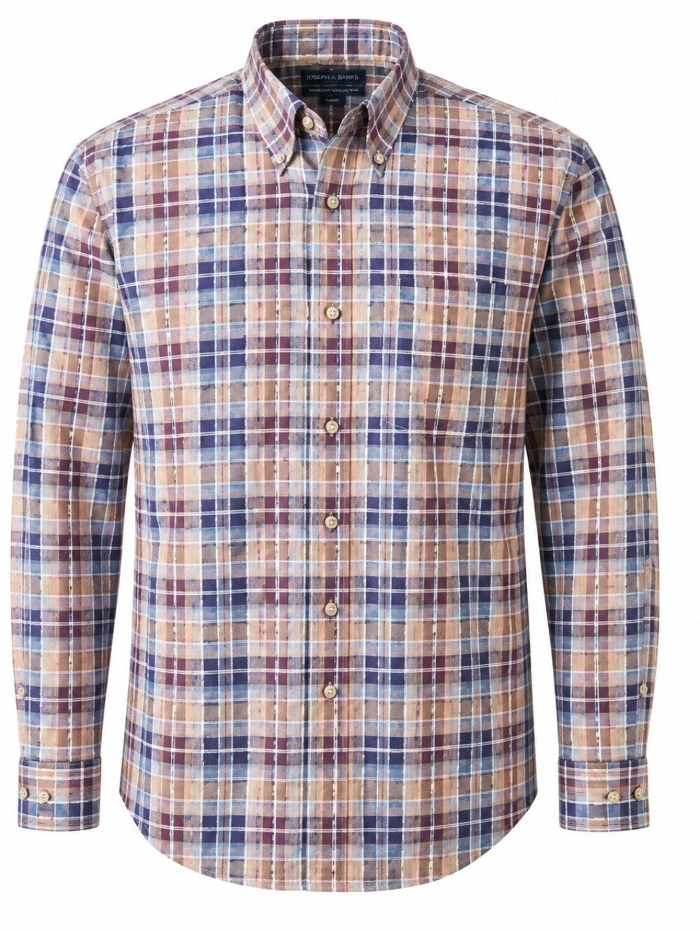 JOS. A. BANK | Travelers Collection Autumn Plaid Casual Button Cotton‎ Shirt | L
